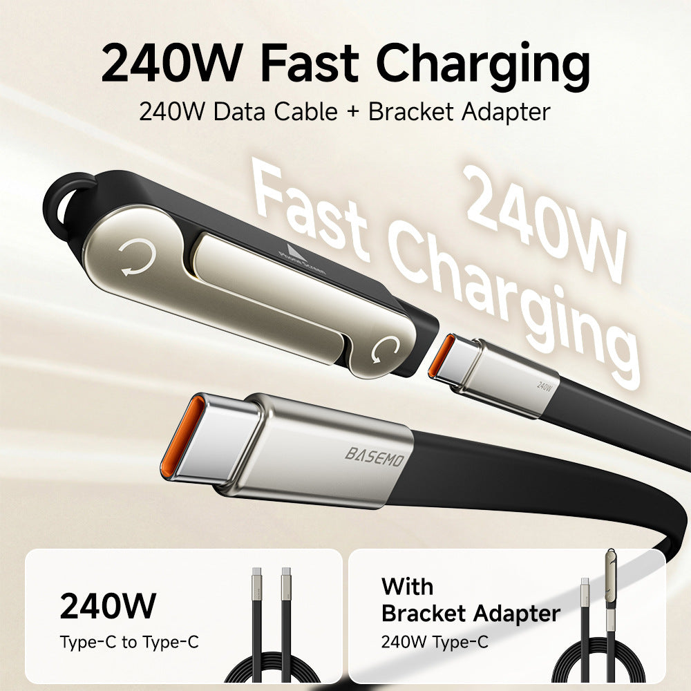 🔋240W 2-in-1 USB-C Fast Charging Cable with Rotating Phone Stand