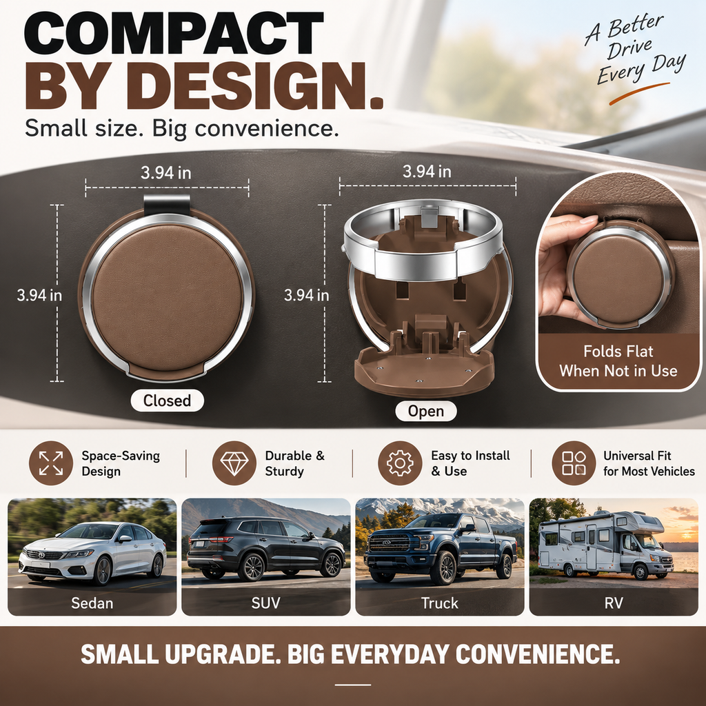 🚗 Universal Foldable Car Cup Holder – Space-Saving Drink & Phone Holder