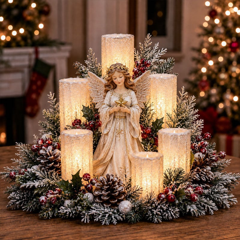 ❄️Christmas Lighted Centerpiece with Flameless Candle Glow❄️