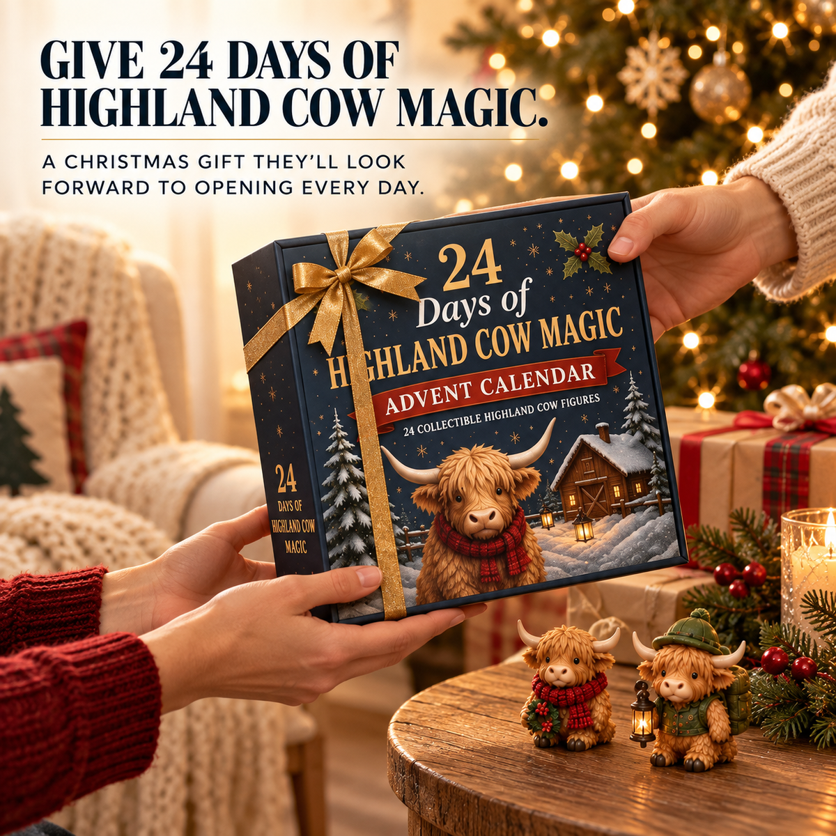 🐮❤️ 24-Day Highland Cow Advent Calendar – 24 Mini Collectible Surprises