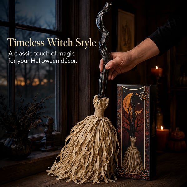 🎃🧹Animated Moving Witch Broom- Light‑Sound‑Motion