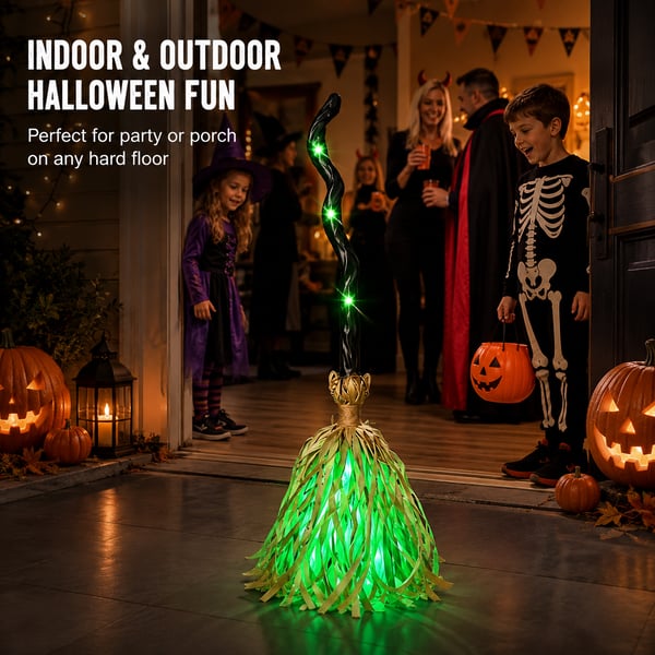 🎃🧹Animated Moving Witch Broom- Light‑Sound‑Motion