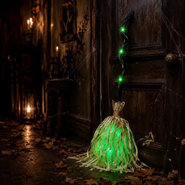 🎃🧹Animated Moving Witch Broom- Light‑Sound‑Motion