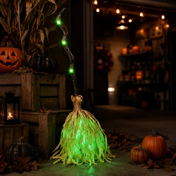🎃🧹Animated Moving Witch Broom- Light‑Sound‑Motion