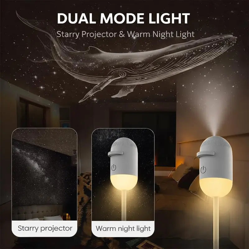 2-in-1 Galaxy Projector Night Light, USB Interface💡